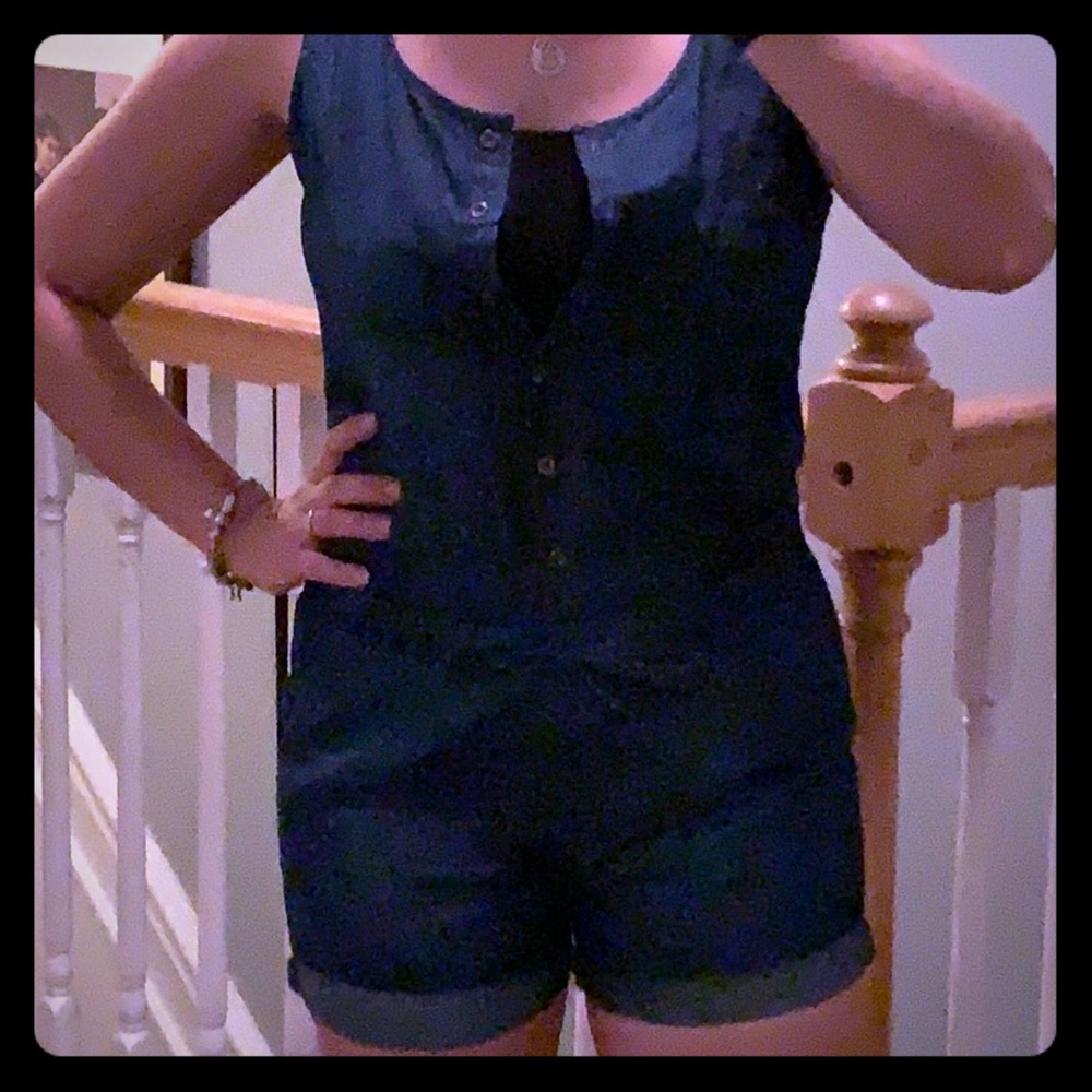 Button down denim romper!